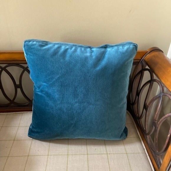 Anthropologie Blue Square Velvet Accent Pillow - Picture 1 of 9